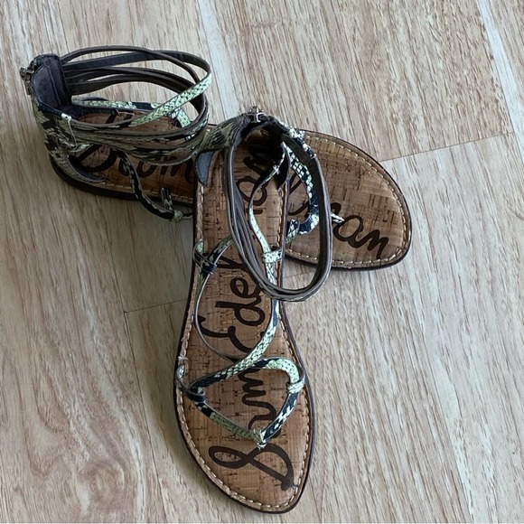 Sam Edelman Women's Sandals Green Snake-like Gladiator Style Size 9.5M - Picture 2 of 8